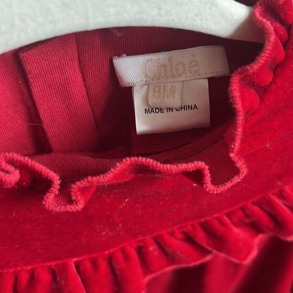 Red velvet chloe 9 months baby dress luxury designer rare find sale - Picture 4 of 6